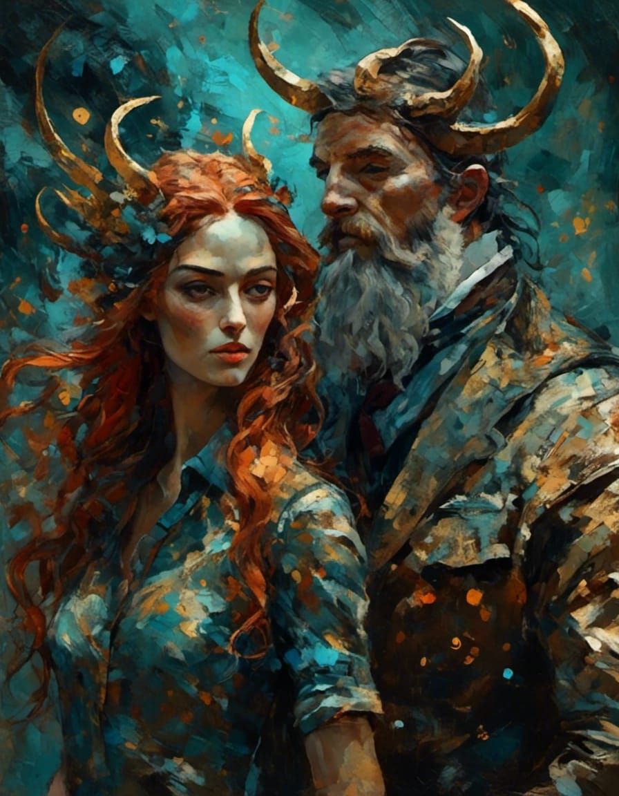 Surrealist Dreamscape with Geometric and Romantic Elements