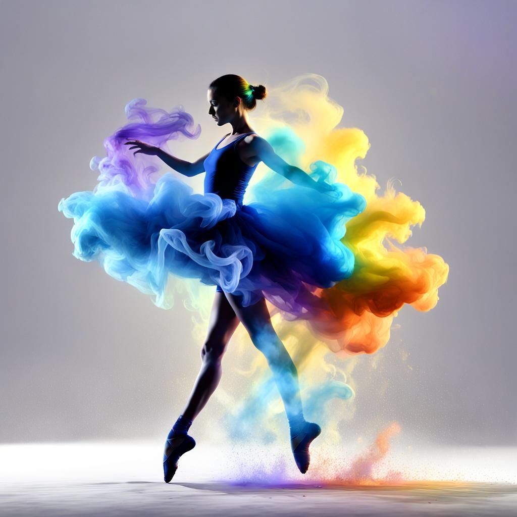 Rainbow Smoke Ballet Dancer in 3D