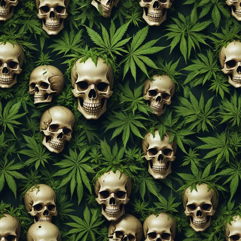 Marijuana Leaf and Skull: Fantasy Concept Art