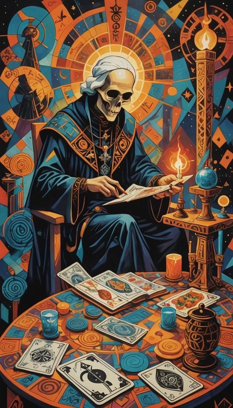 Death as Pizza Chef: Cubist 3D Art