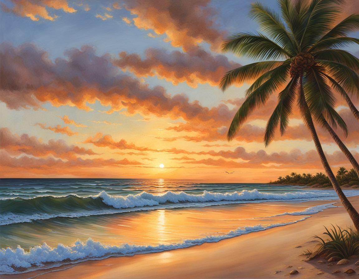 Tranquil Seaside Sunset Beach Postcard