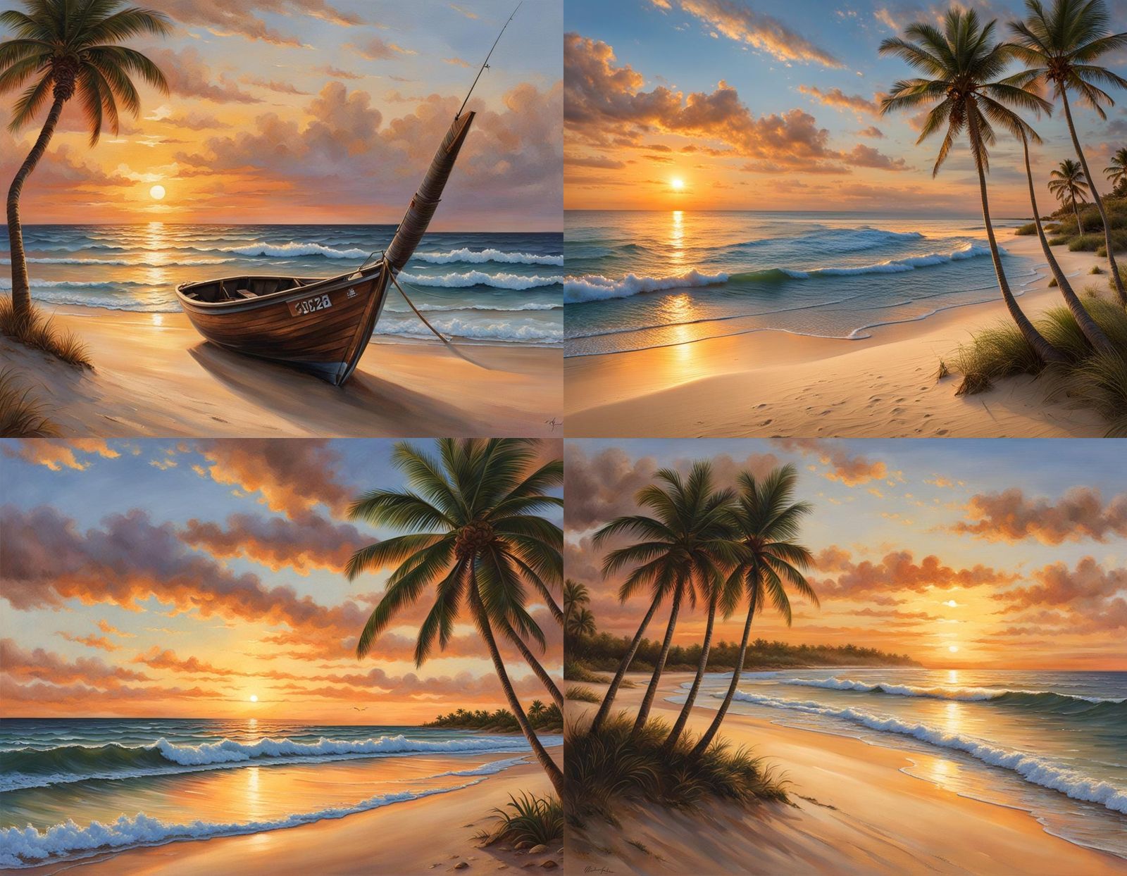 Tranquil Sunset on Sandy Beach: Seaside Serenity