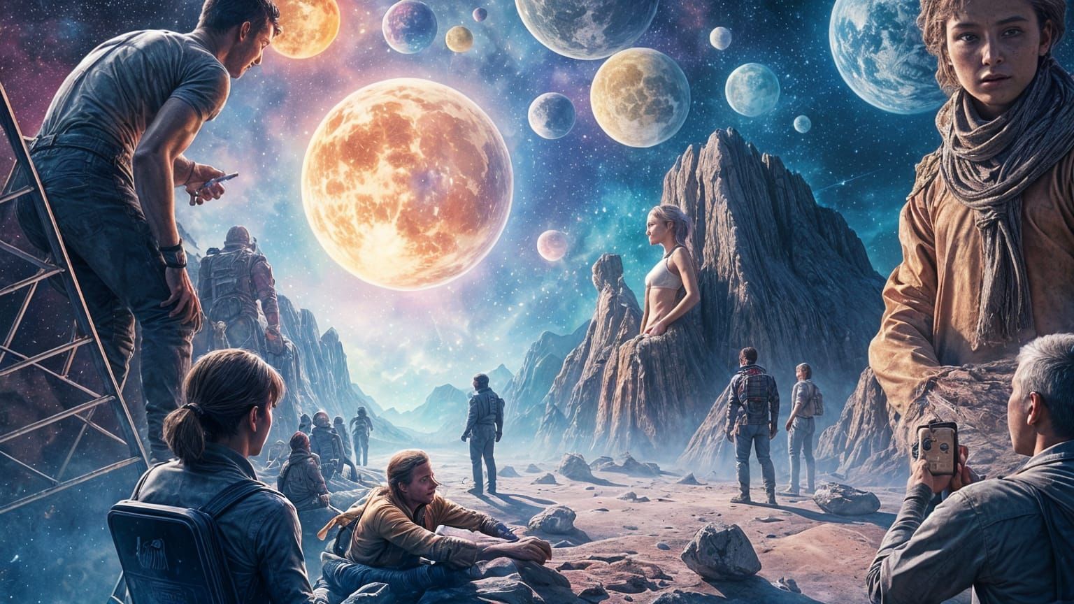 Holographic Astral Watercolour Sci-Fi Illustration