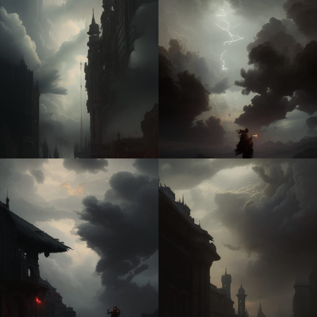 Epic Storm Clouds in Dark Fantasy Style