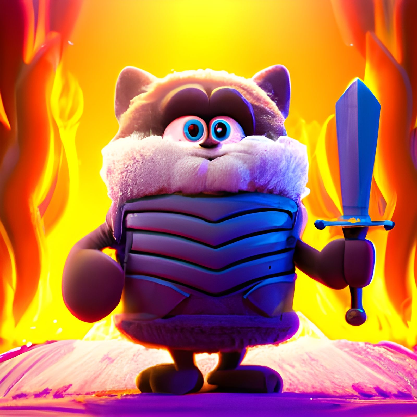 Epic Knight Plushie in 3D Digital Art Style