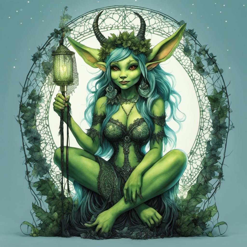 Phosphorescent Forest Troll in Watercolor Style