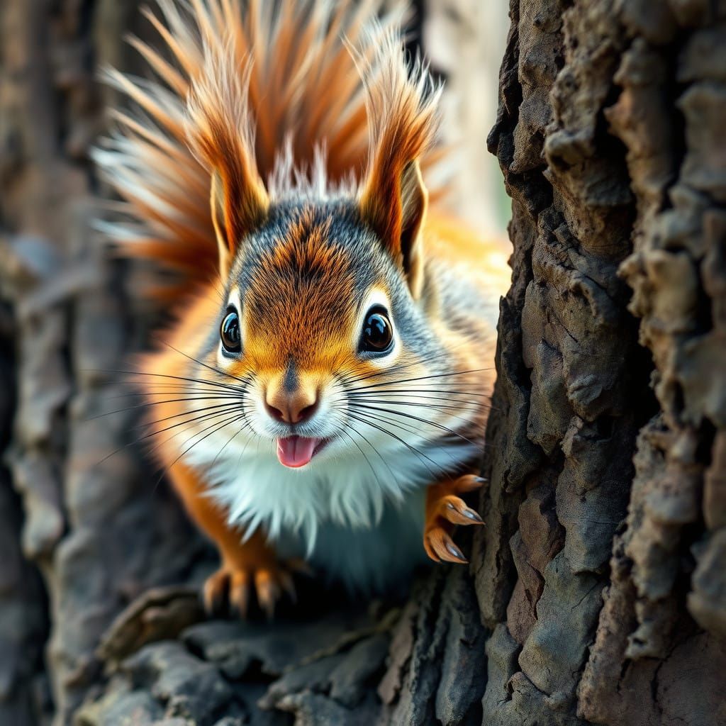 Watercolor Squirrel in Hyper-Realistic Wet-In-Wet Style