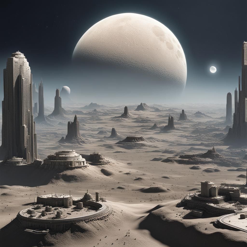 Futuristic Lunar City on Moon's Surface