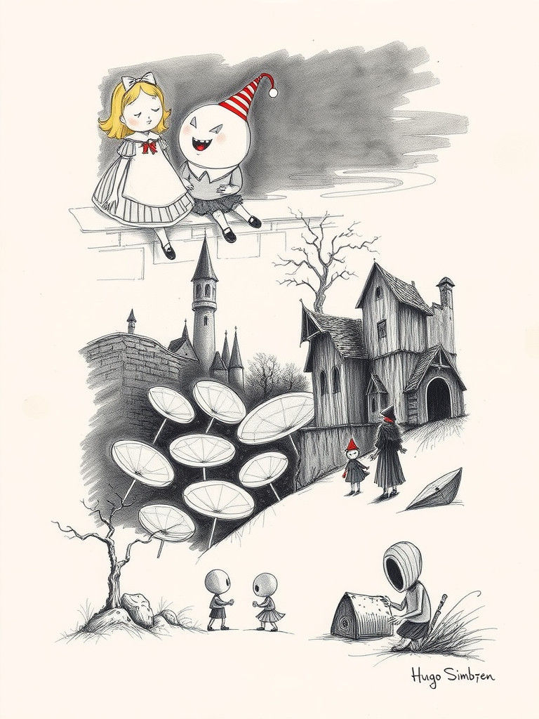 Alice and Humpty Dumpty: Gothic Sketch