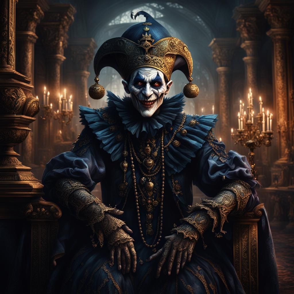 Scary Jester in Royal Court: Chiaroscuro Horror