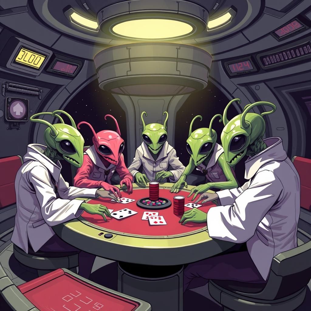 Aliens Play Poker on a Space Station