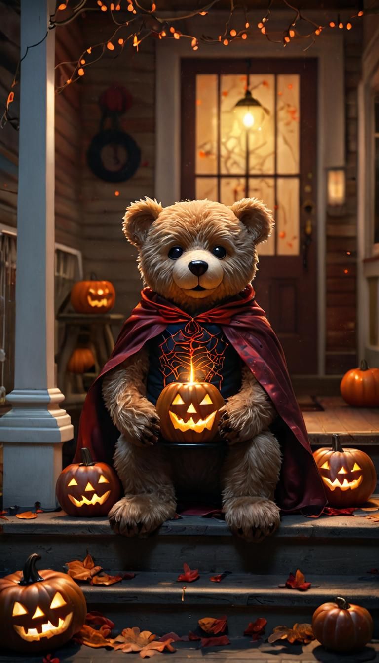 Vampire Teddy Bear Halloween Splash Art