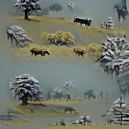 Surreal Distorted Animals in Winter Forest