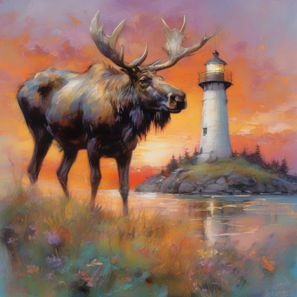 Majestic Moose Basks in Sunset Glow