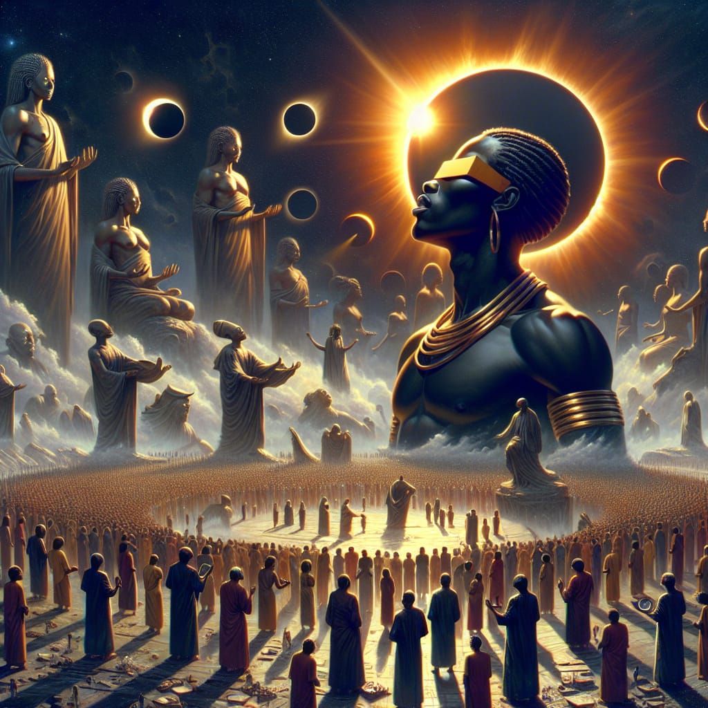 Mystic Solar Eclipse Oil Painting in 8K