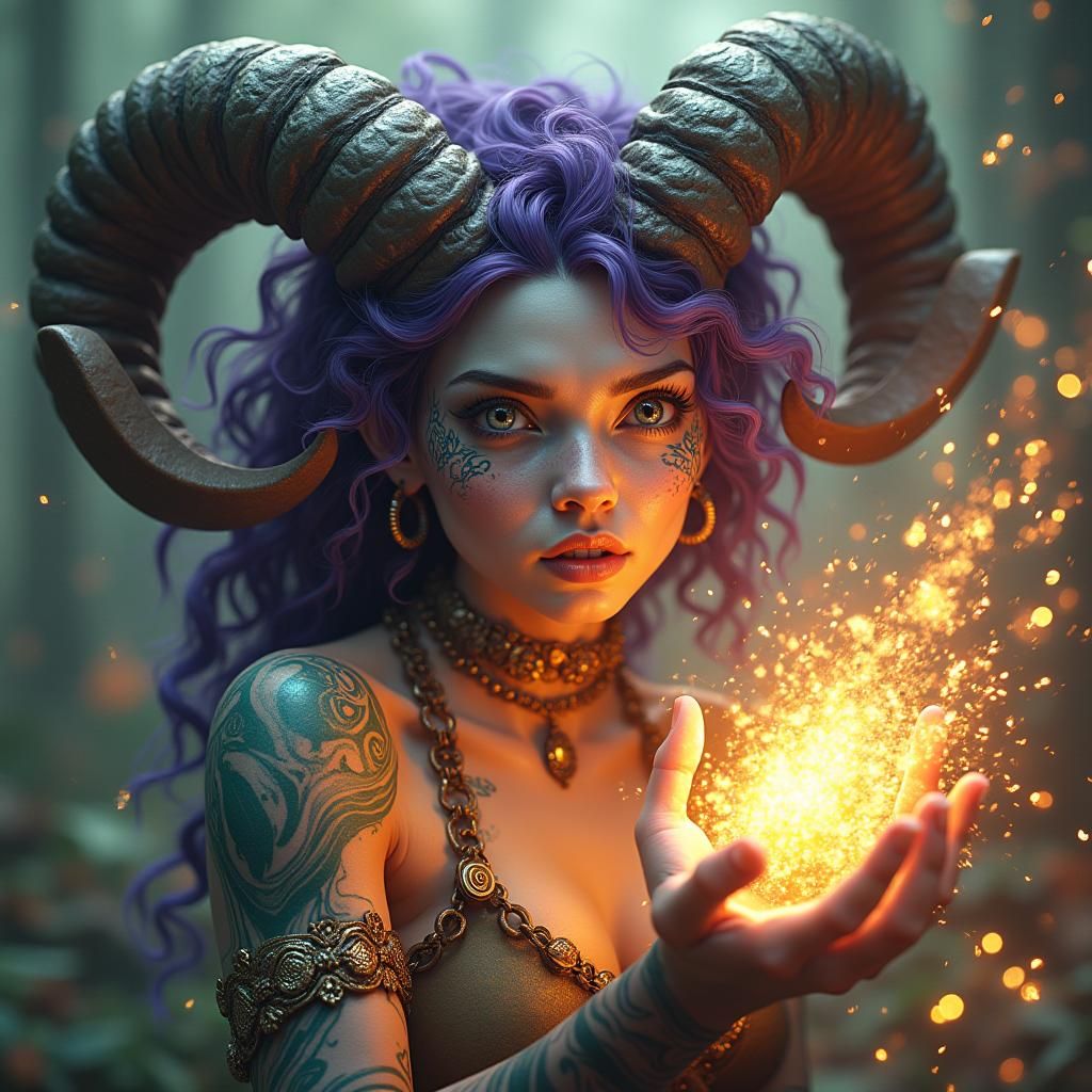 Awestruck Tiefling Sorceress Casting Wild Magic