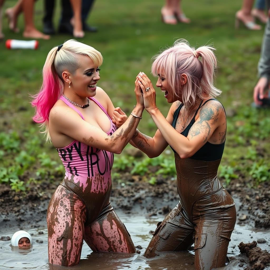 Katy Perry and Pink Mud Wrestling