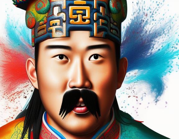 Detailed Portrait of Chinese Man with Fu Manchu