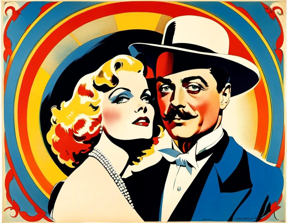 Powell and Harlow in Toulouse-Lautrec Style