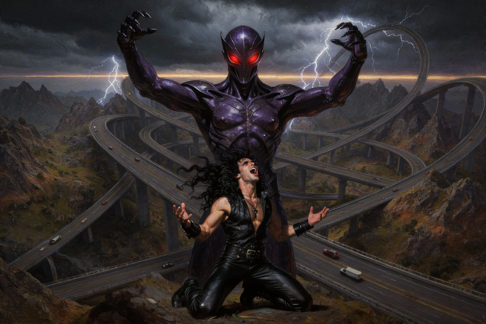 Surreal Stormy Landscape with Luminous Horizon