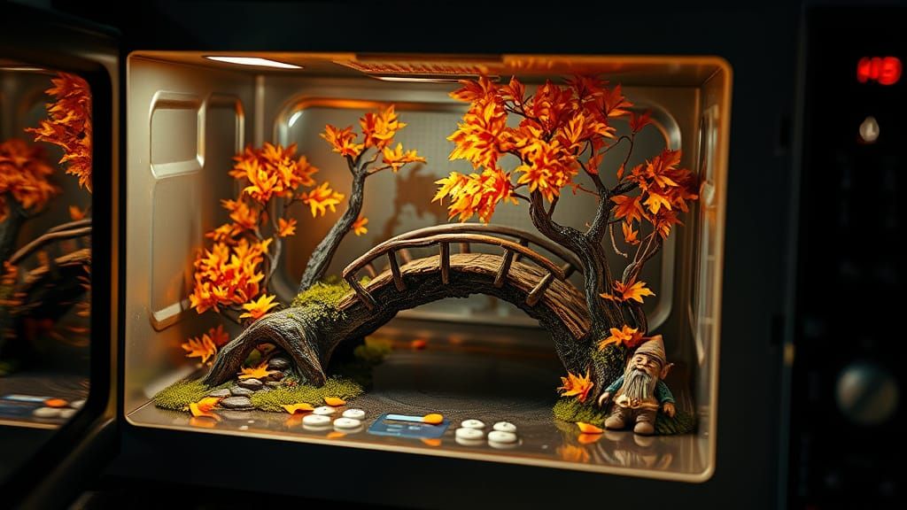 Autumn Forest Microcosm Inside Microwave