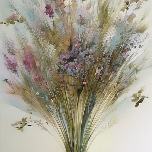 Lush Wildflowers in Contemporary Art Style