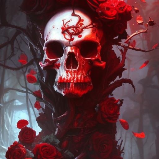 Skull and Roses Dark Fantasy Concept Art