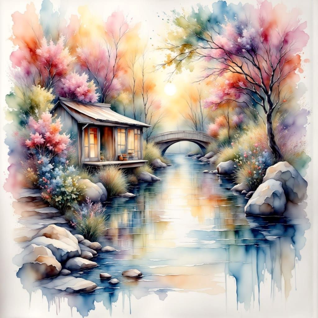 Ethereal Ink Line Art on Gritty Canvas