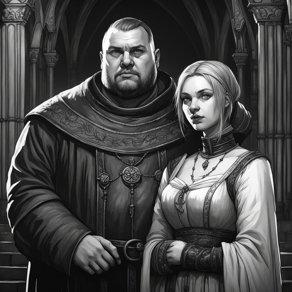 Gothic Portrait of Medieval Couple in Dark Fantasy Style