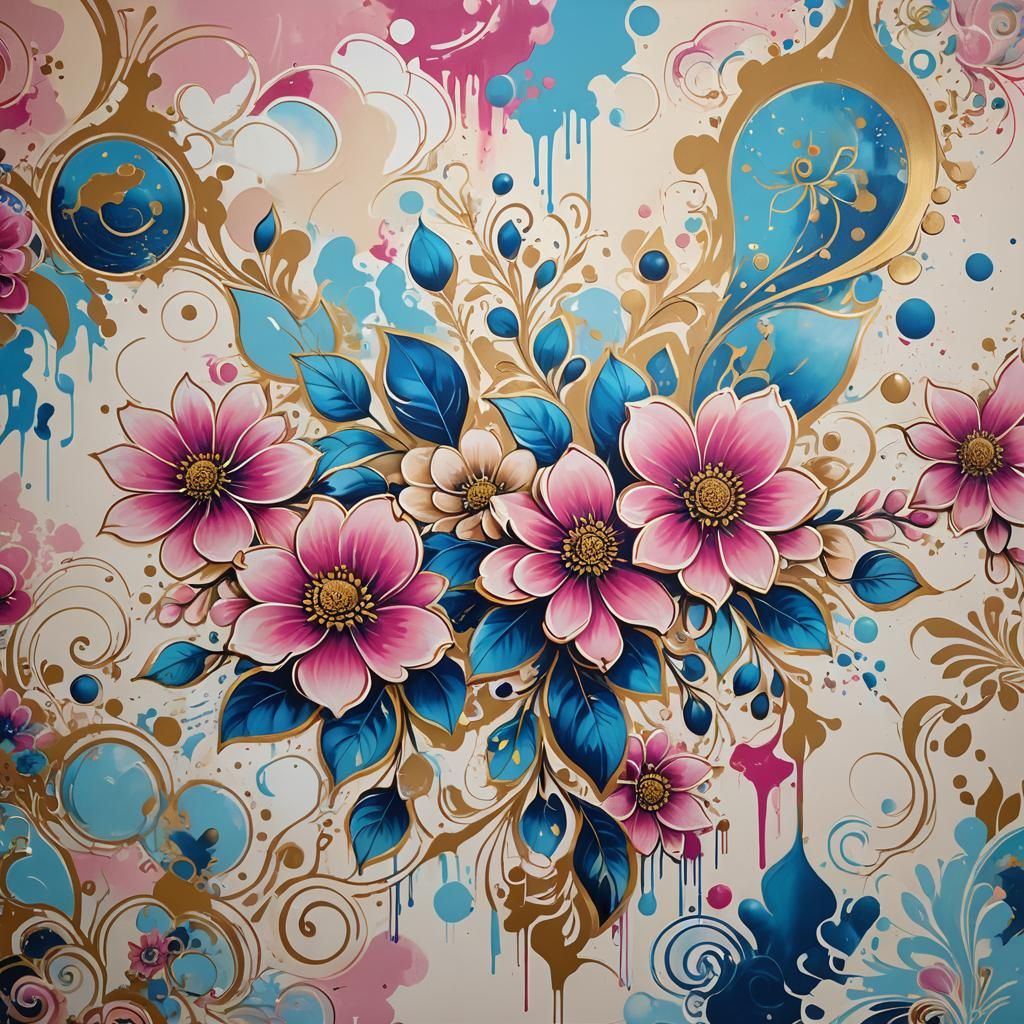 Pastel Mural for Massage Salon in Graffiti Art Style