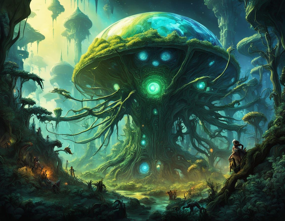 Colossal Insect Emerges in Bio-Luminescent Fantasy Art