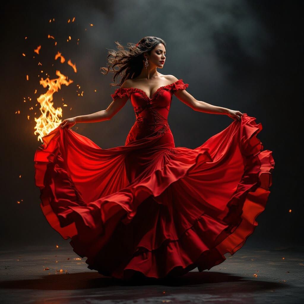 Flamenco Dancer in Motion, Cinematic Lighting