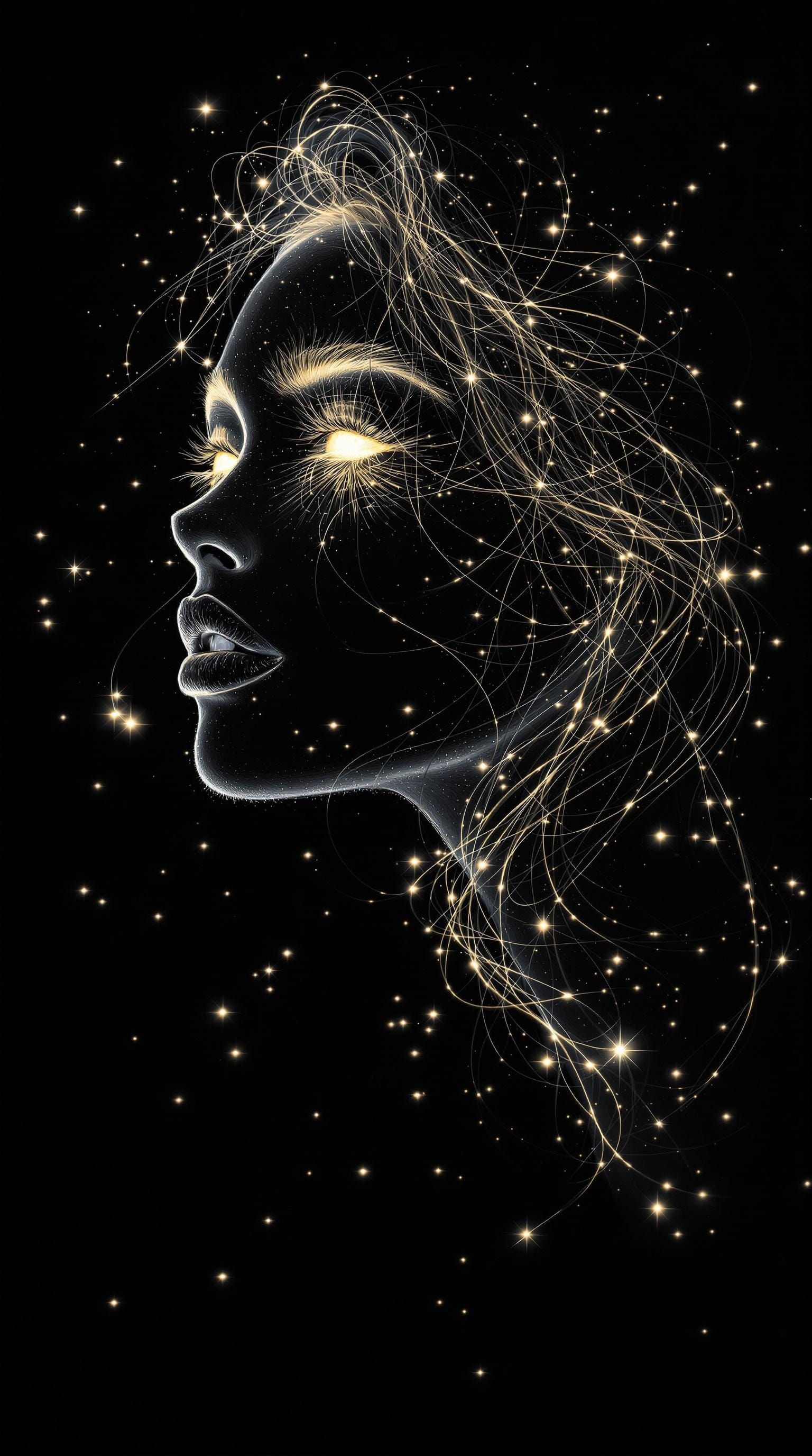 Ethereal Woman: Luminous Pencil Sketch in Light