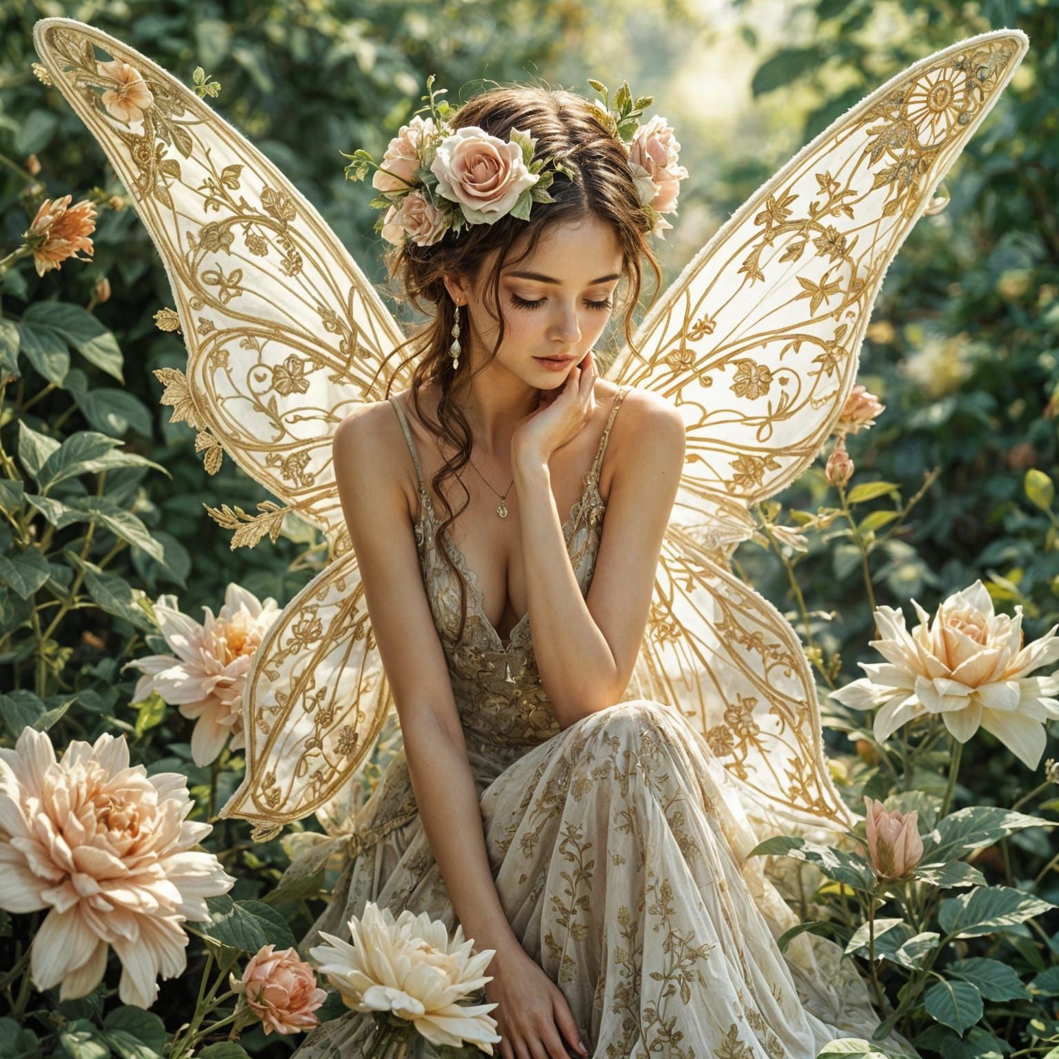 Ethereal Fairy in Art Nouveau Style