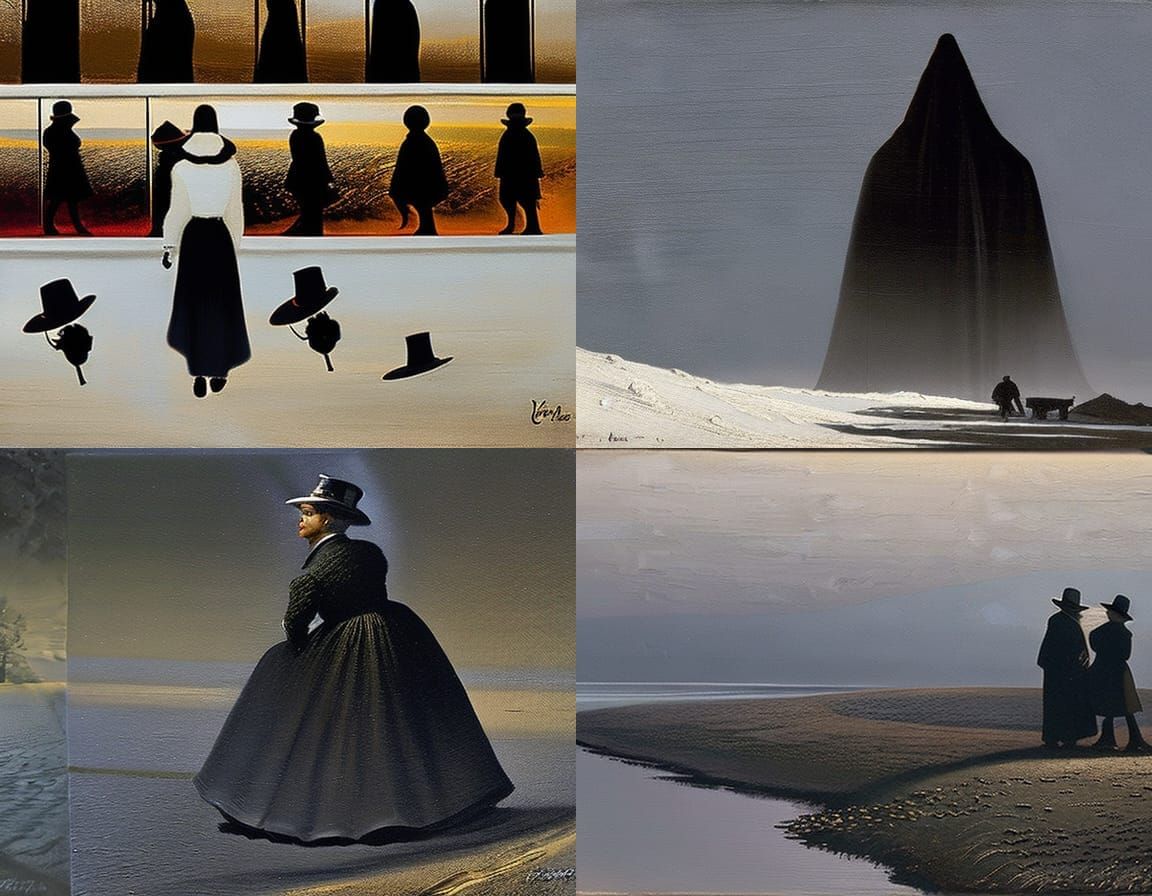 Gypsy in Black, Horror Style, Oil Painting