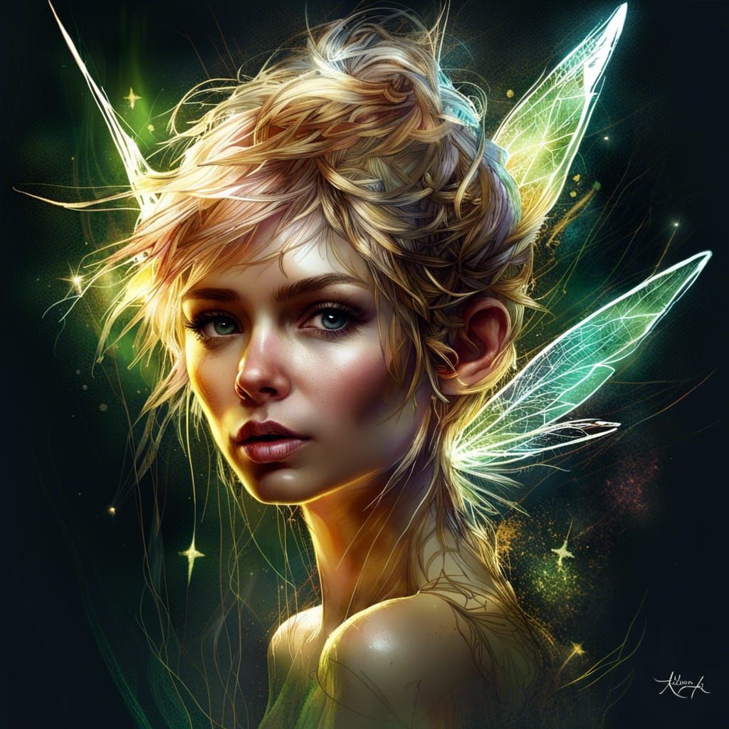 Tinkerbell Portrait in Dreamlike Fantasy Art Style