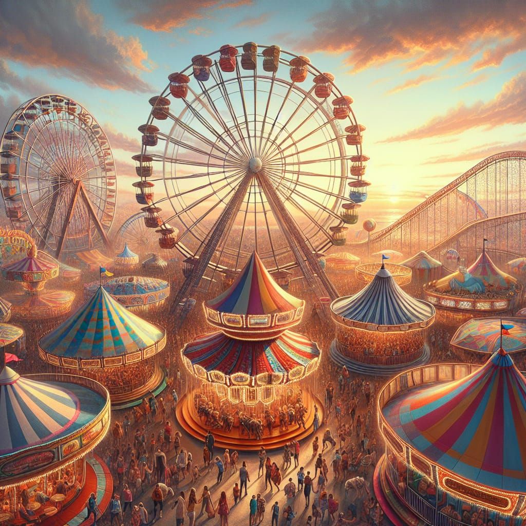 Bustling Carnival Scene in Vibrant Fantasy Style