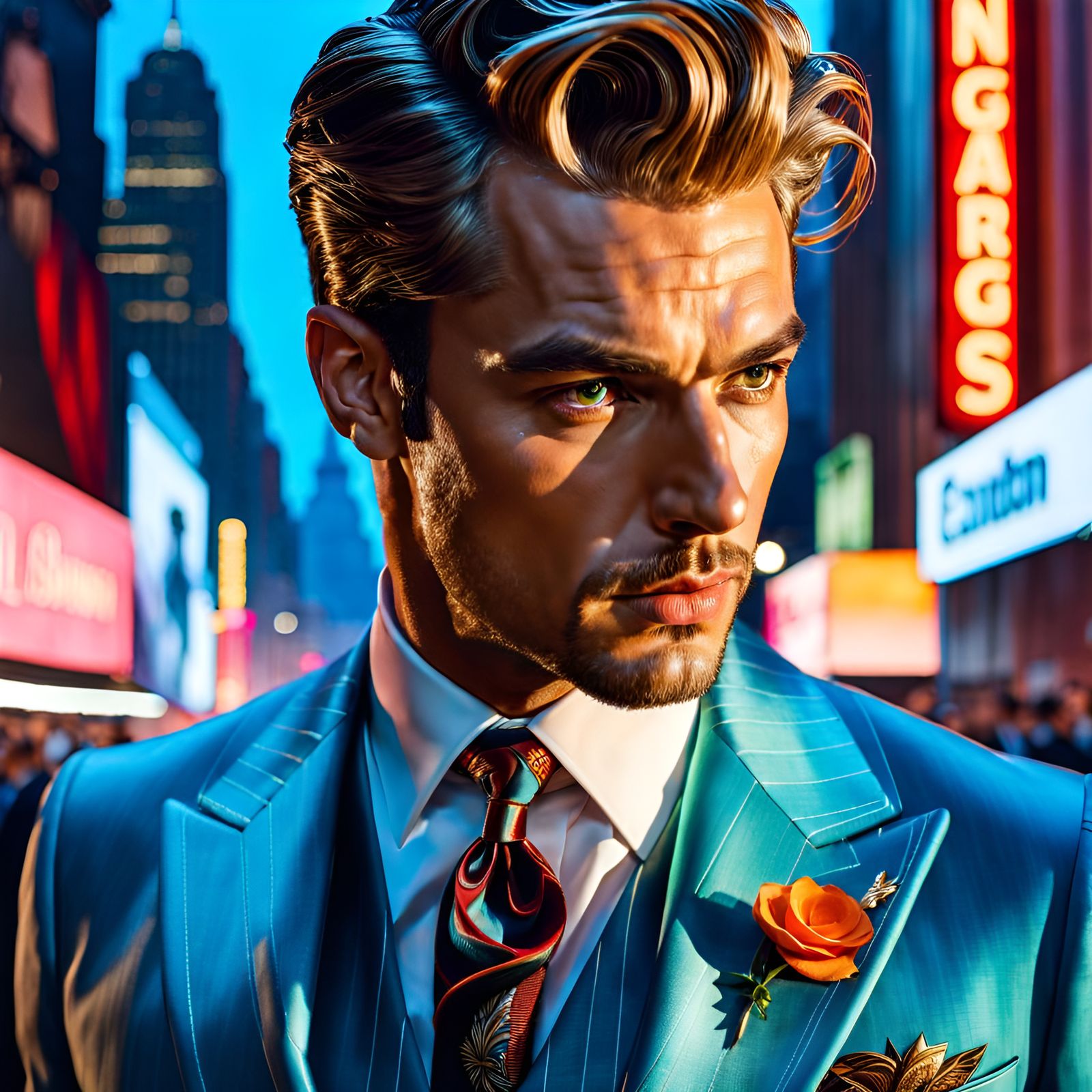 Portrait of a Handsome Man in Amazing Suit