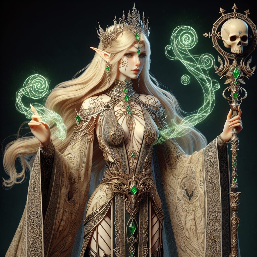 High Elf Necromancer with Skull Staff