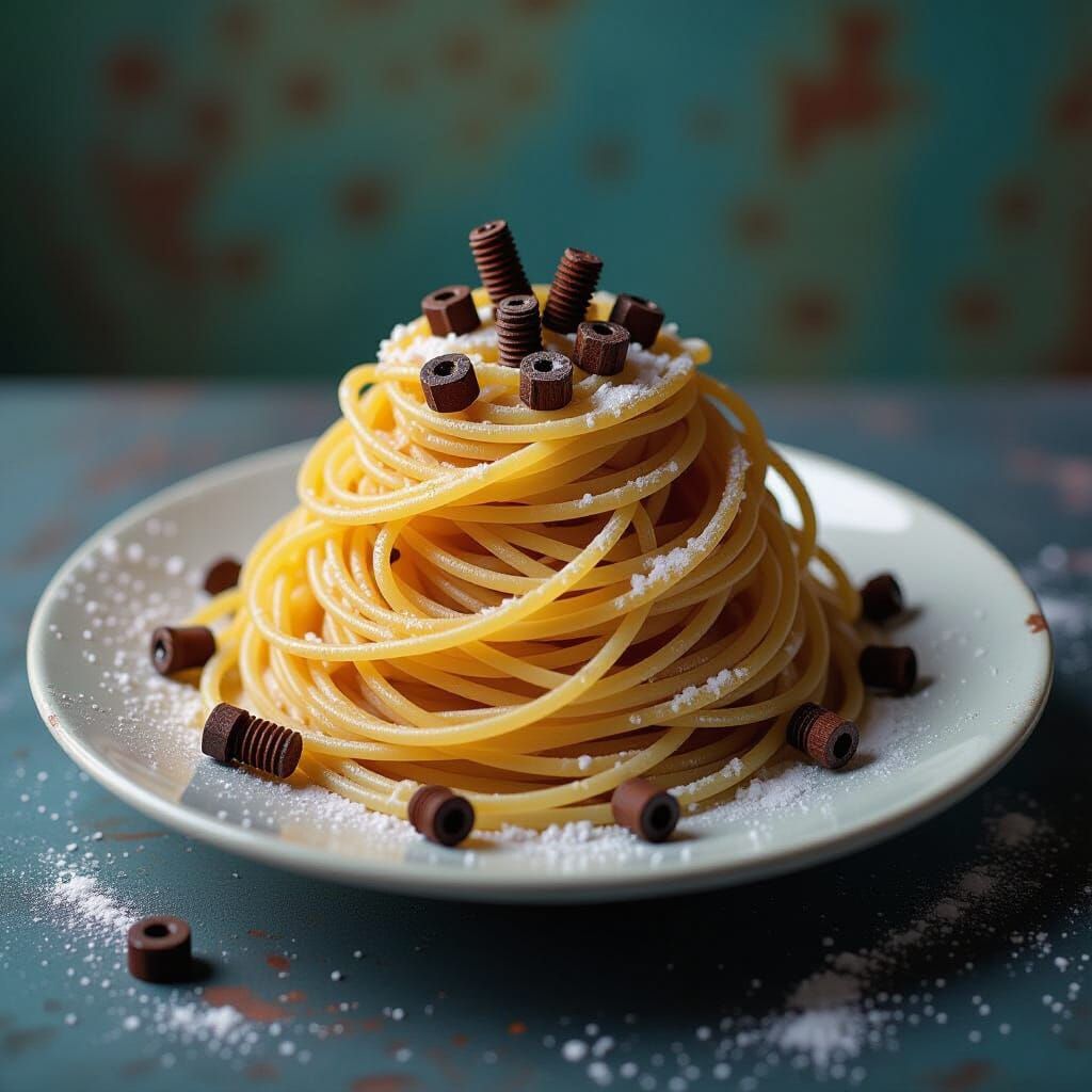 Surreal Metal Spaghetti: Hyperrealistic Concept Art