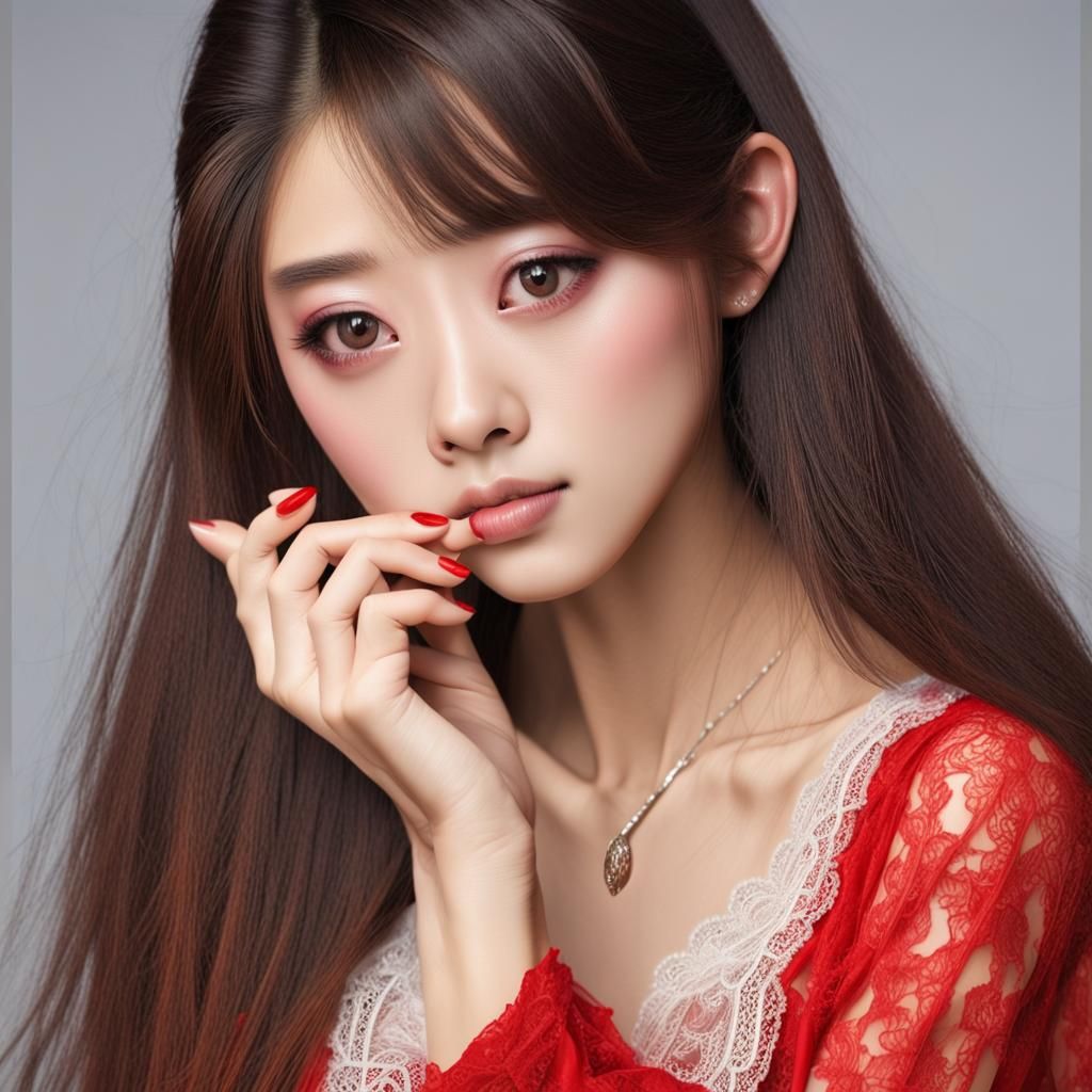 Beautiful Japanese Girl in Hyperrealistic Style