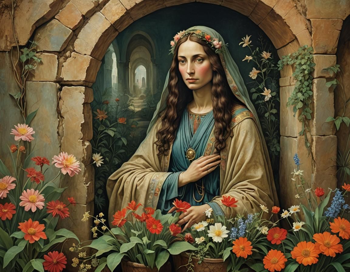 Mary Magdalene with Gardener, Surreal Portrait