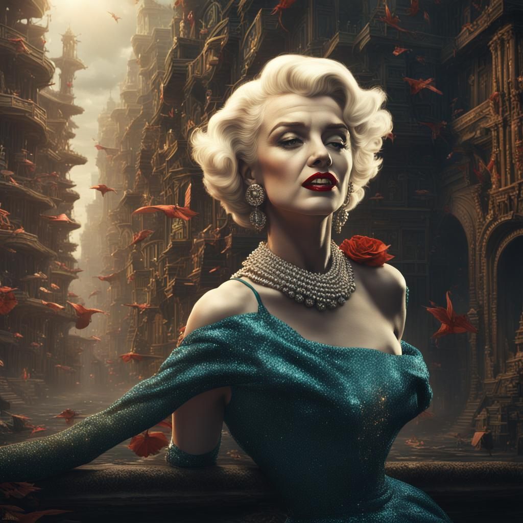 Surreal Marilyn Monroe with Elongated Neck