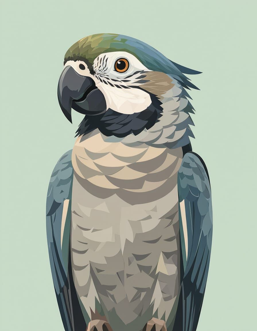 Minimalist Parrot Flat Design Illustration