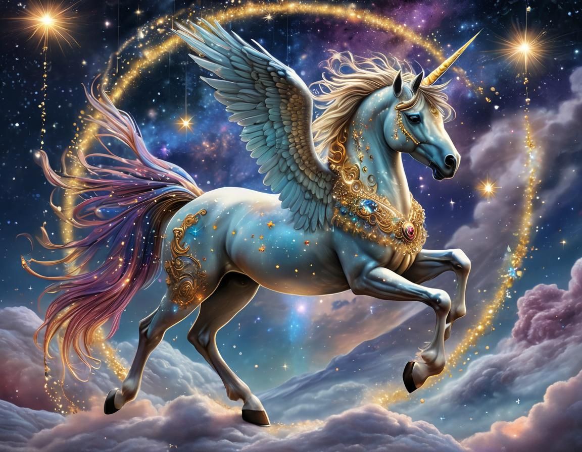 Cosmic Pegasus in a Vibrant Christmas Nebula