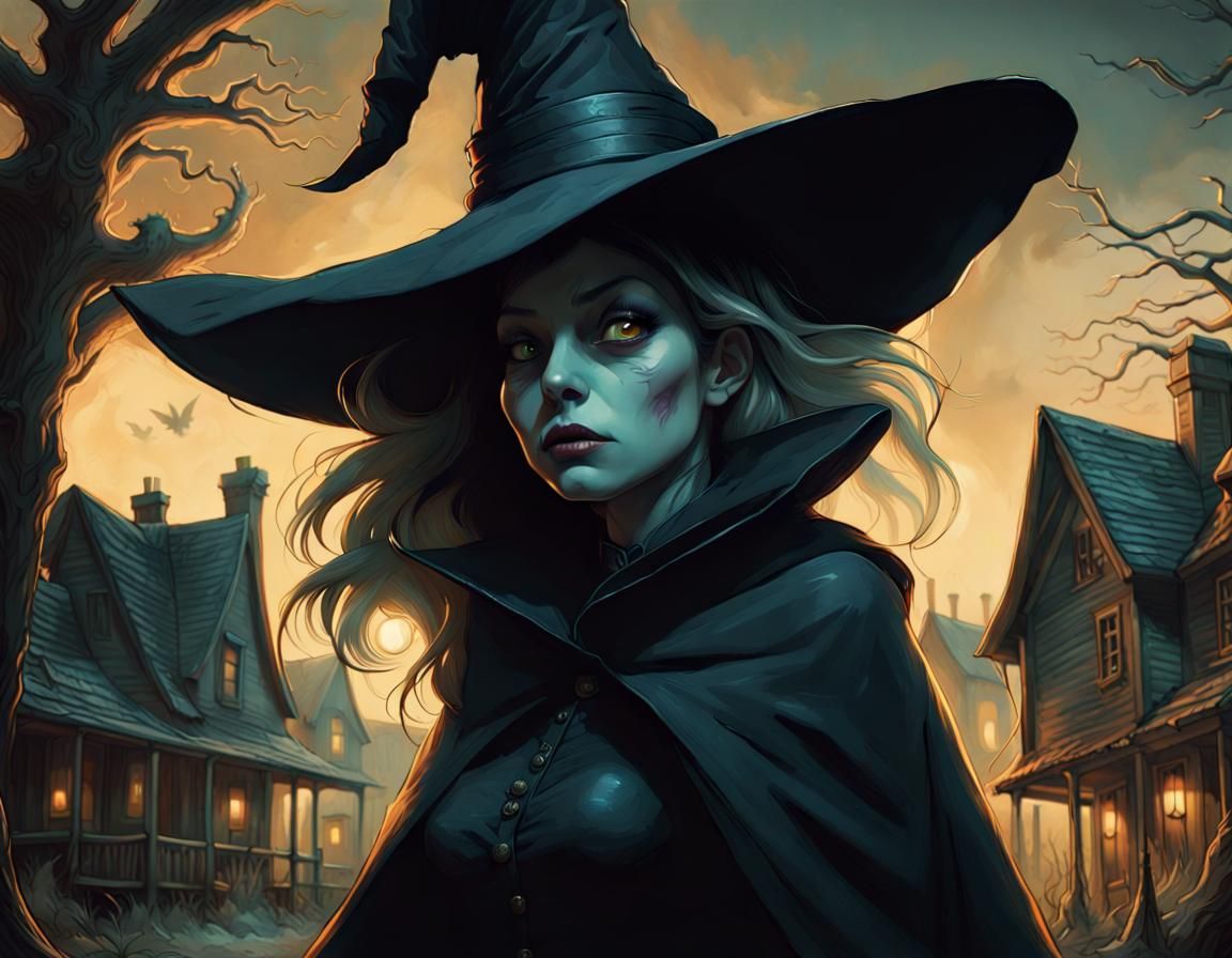 Haunted Village Guided by a Creepy Witch