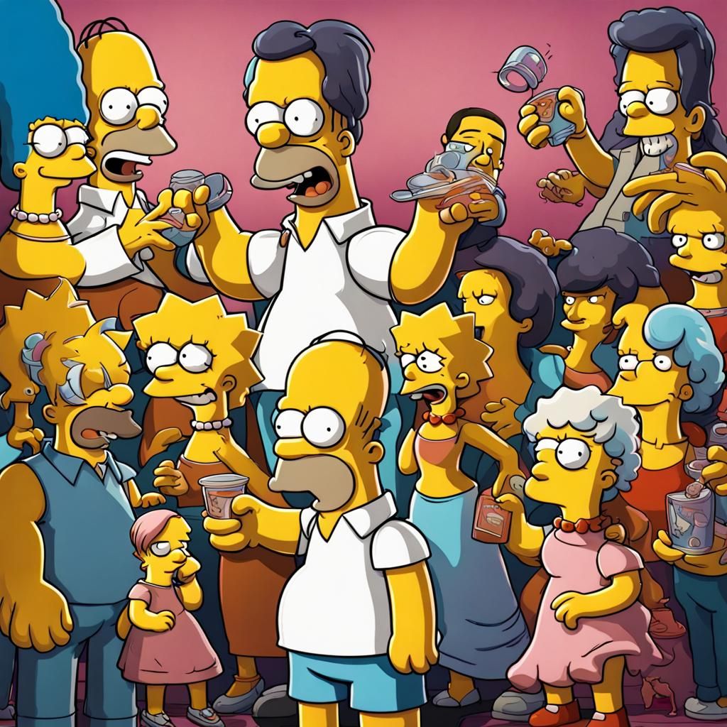 Hyperrealistic Simpsons Splash Art