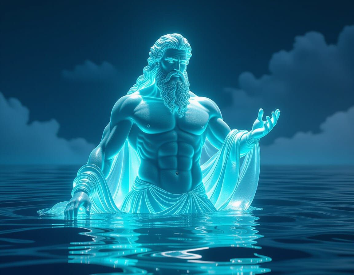 Colossal Poseidon Sea Glass Sculpture