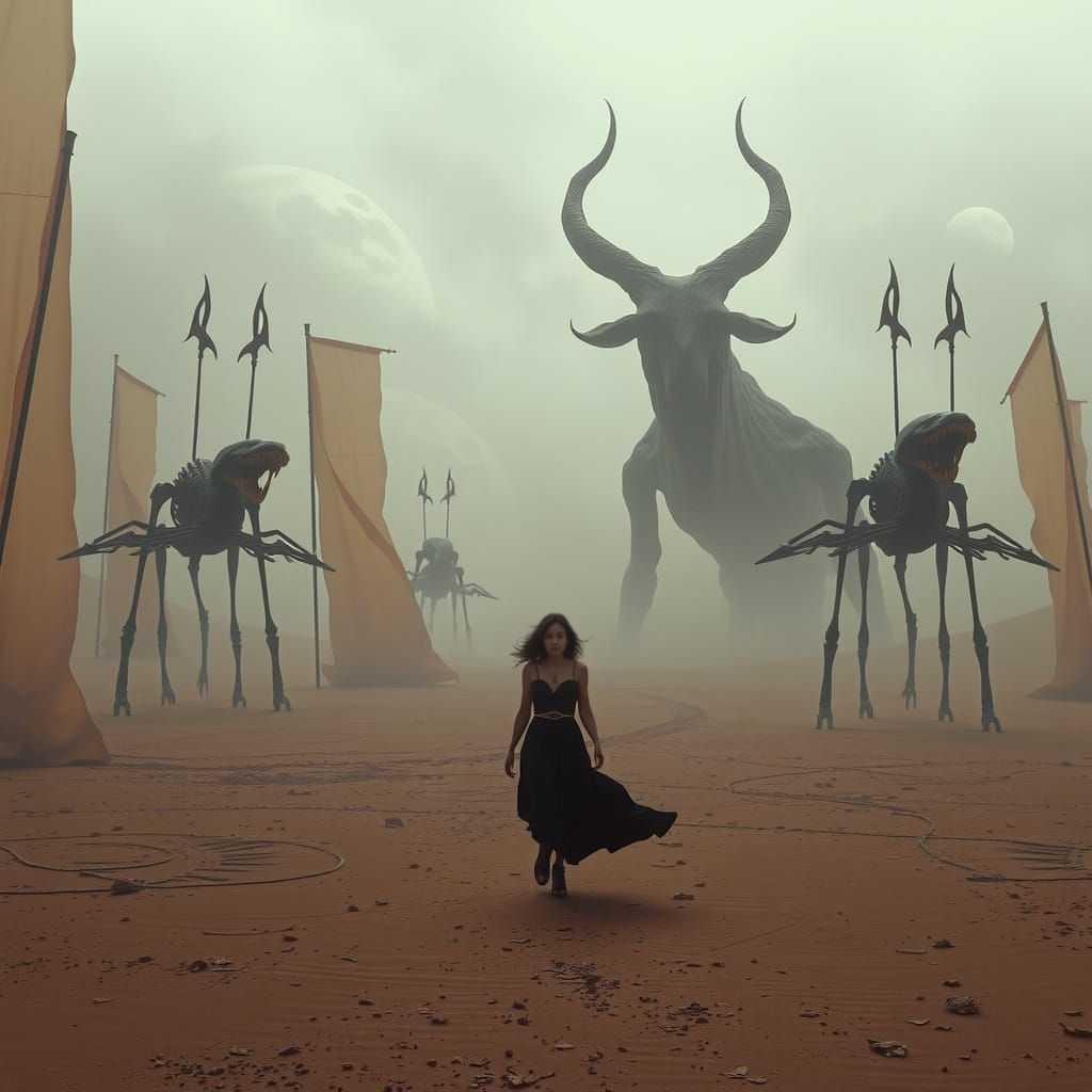 Surreal Desert Walker in Gothic Surrealism