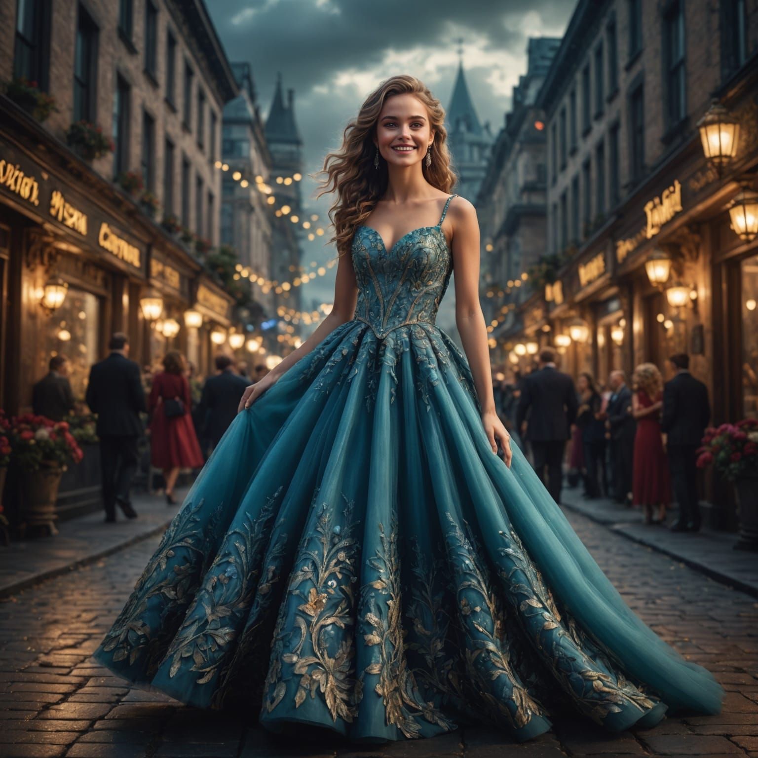 Happy Girl in Prom Dress: Digital Matte Painting
